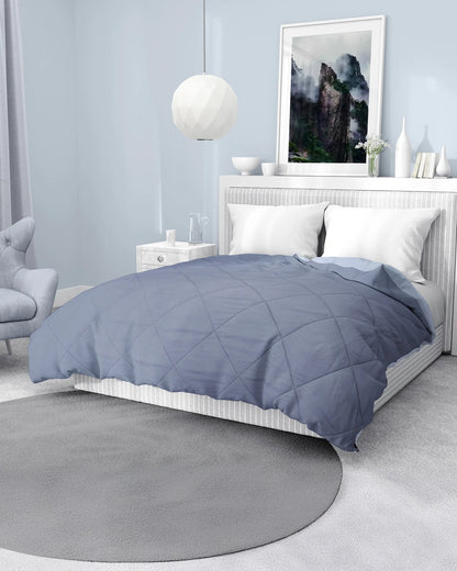 Amelia Reversible Comforter & AC Quilt | Ash Grey & Pearl Grey | Diamond Design