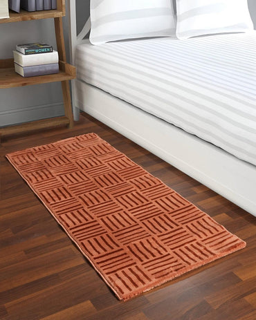 Aura Striped Grid Rust Carpet
