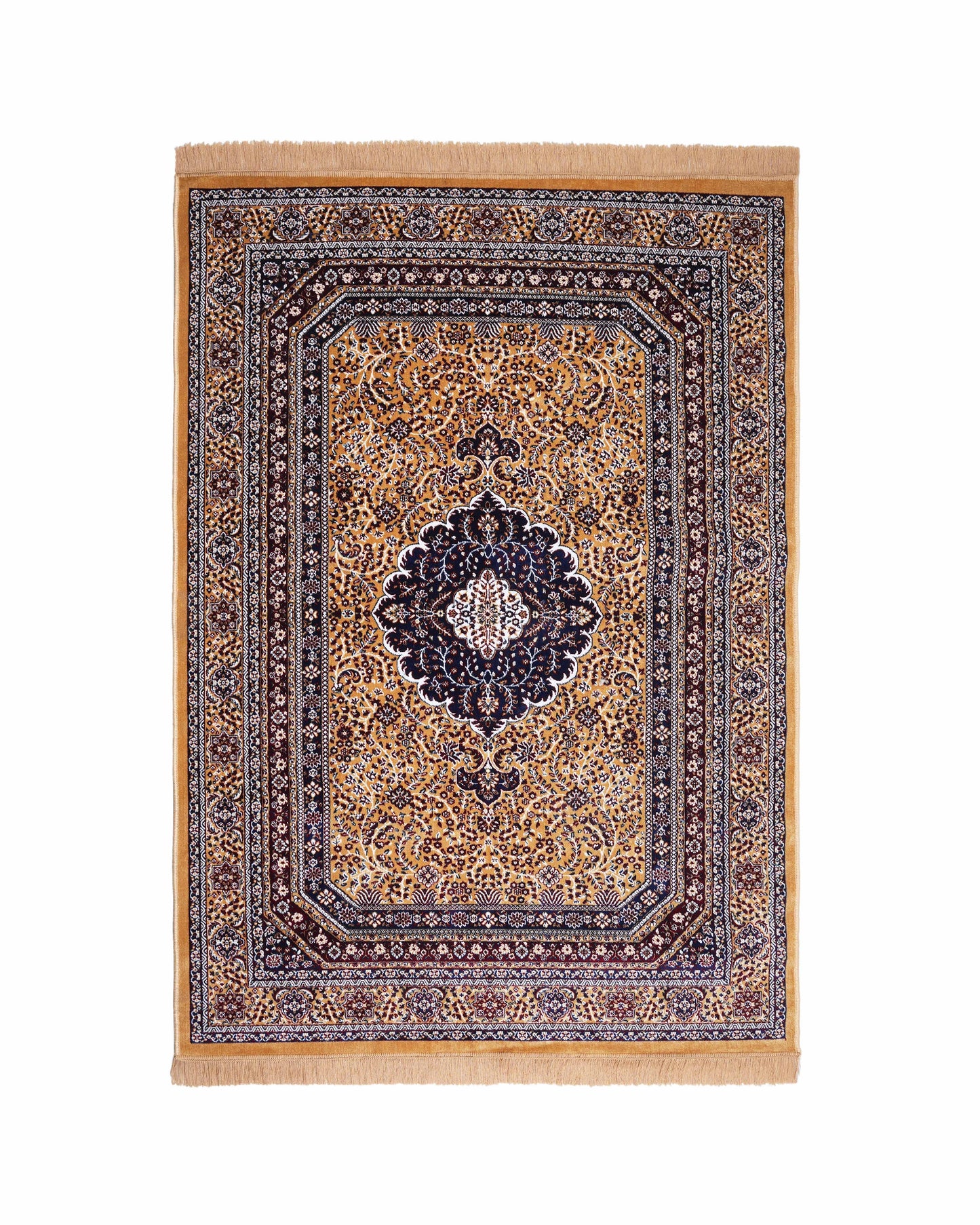 5X7 Ft Persian Legacy Carpet | Mustard Beige and Blue | 150 X 200 CM