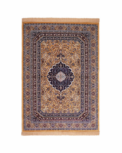 5X7 Ft Persian Legacy Carpet | Mustard Beige and Blue | 150 X 200 CM