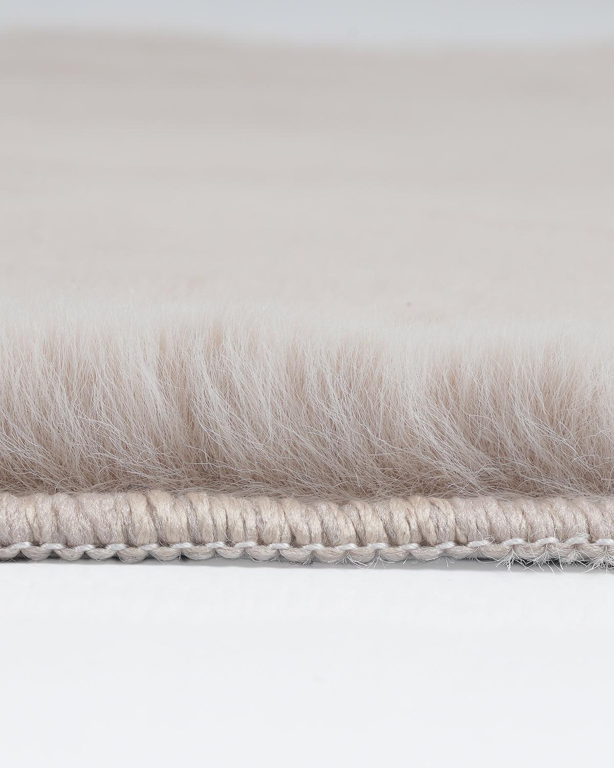 Solid Furry Beige Doormat (Set of 2)