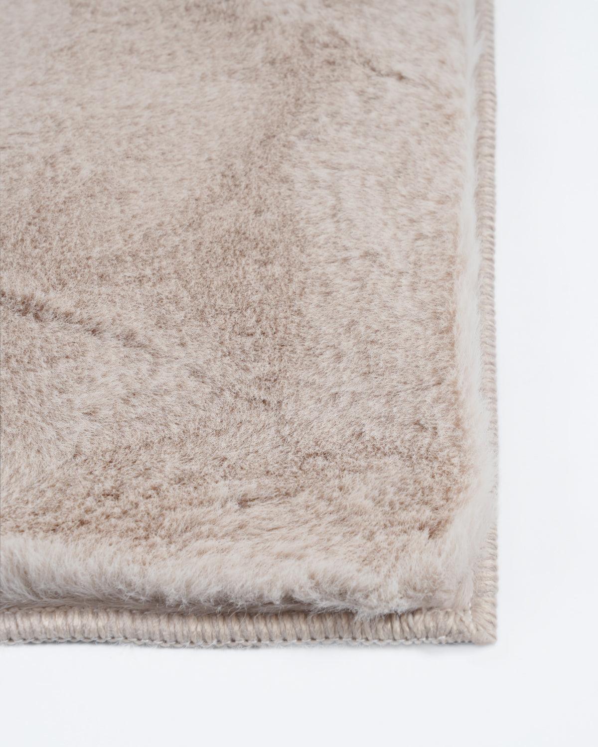 Solid Furry Beige Doormat (Set of 2)