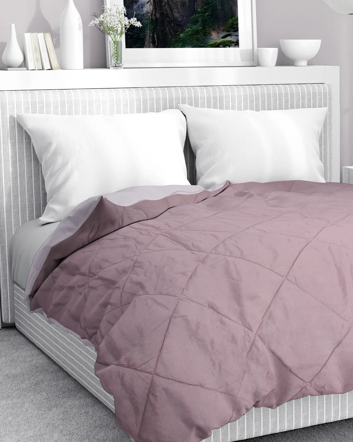 Amelia Reversible Comforter & AC Quilt |  Mocha & Vanilla | Diamond Design