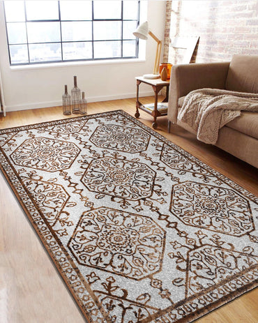 Mystic Grey and Brown Medallion Carpet