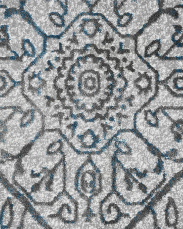 Mystic Grey and Sky Medallion Carpet