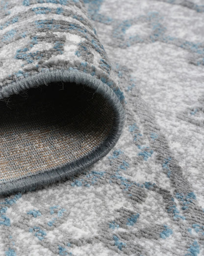Mystic Grey and Sky Medallion Carpet