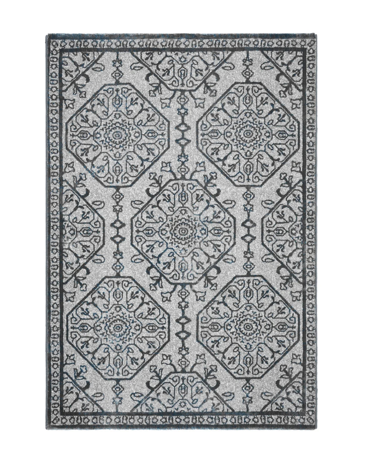 Mystic Grey and Sky Medallion Carpet