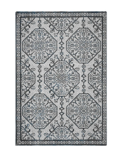 Mystic Grey and Sky Medallion Carpet