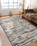 Mystic Grey and Brown Stripes Carpet