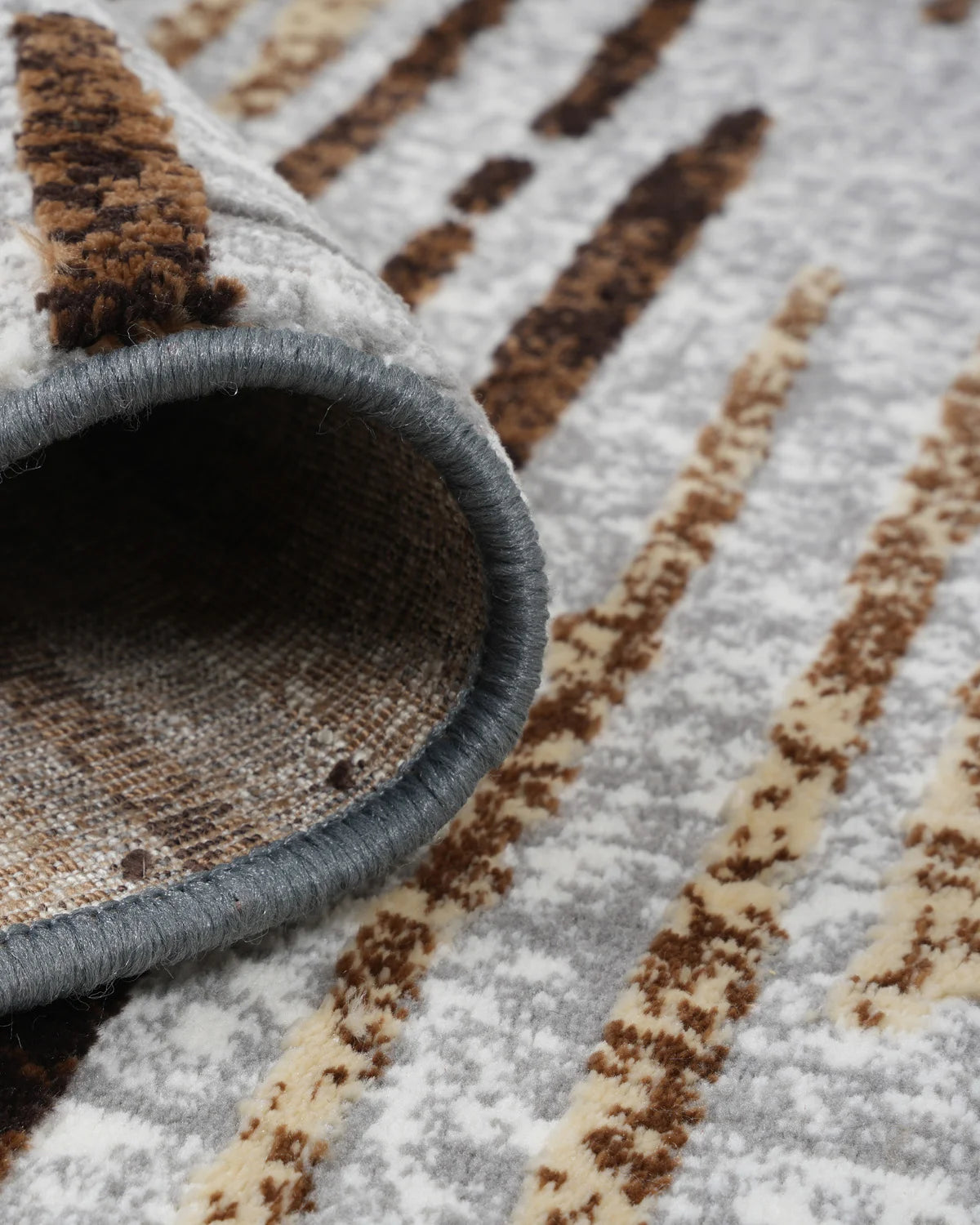 Mystic Grey and Brown Stripes Carpet