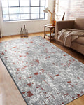 Mystic Grey and Rust Distressed Carpet