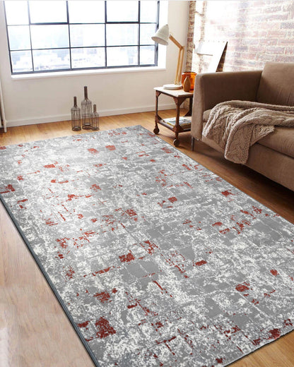 Mystic Grey and Rust Distressed Carpet
