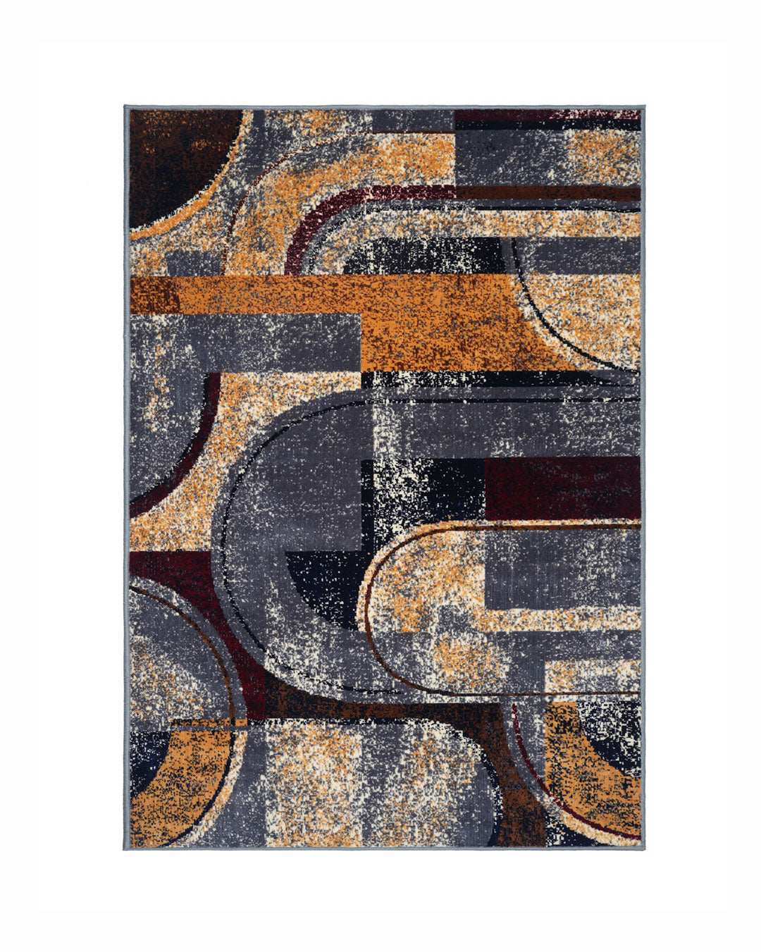 Silvora Rug | Grey, Blue & Maroon | Modern Art