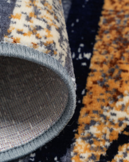 Silvora Rug | Grey, Blue & Maroon | Modern Art