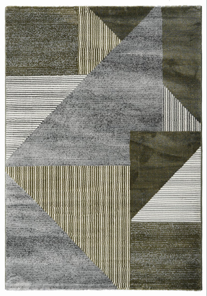 Mystic Olive & Grey Geometric Carpet