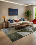 Mystic Olive & Grey Geometric Carpet