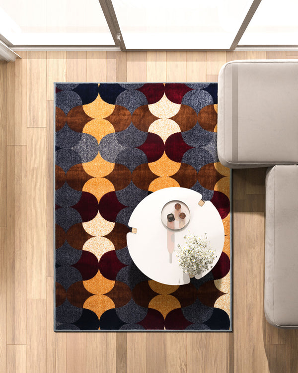 Silvora Rug | Grey, Ivory, Maroon & Gold