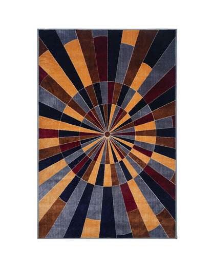 Silvora Modern Abstract Rug | Grey, Blue & Maroon