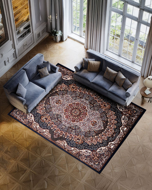 Royal Persian Medallion Blue and Ivory Carpet