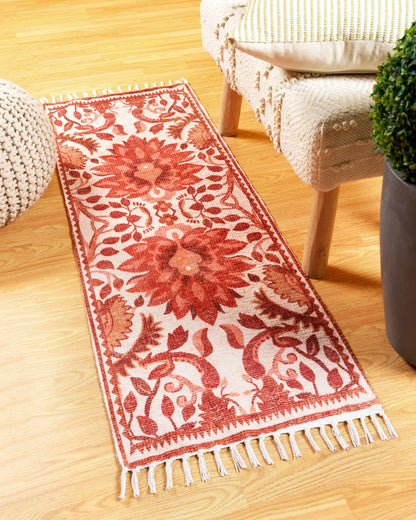 Plush Chenille Rug | Rust & Ivory