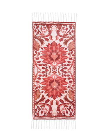 Plush Chenille Floral Rust and Ivory Runner