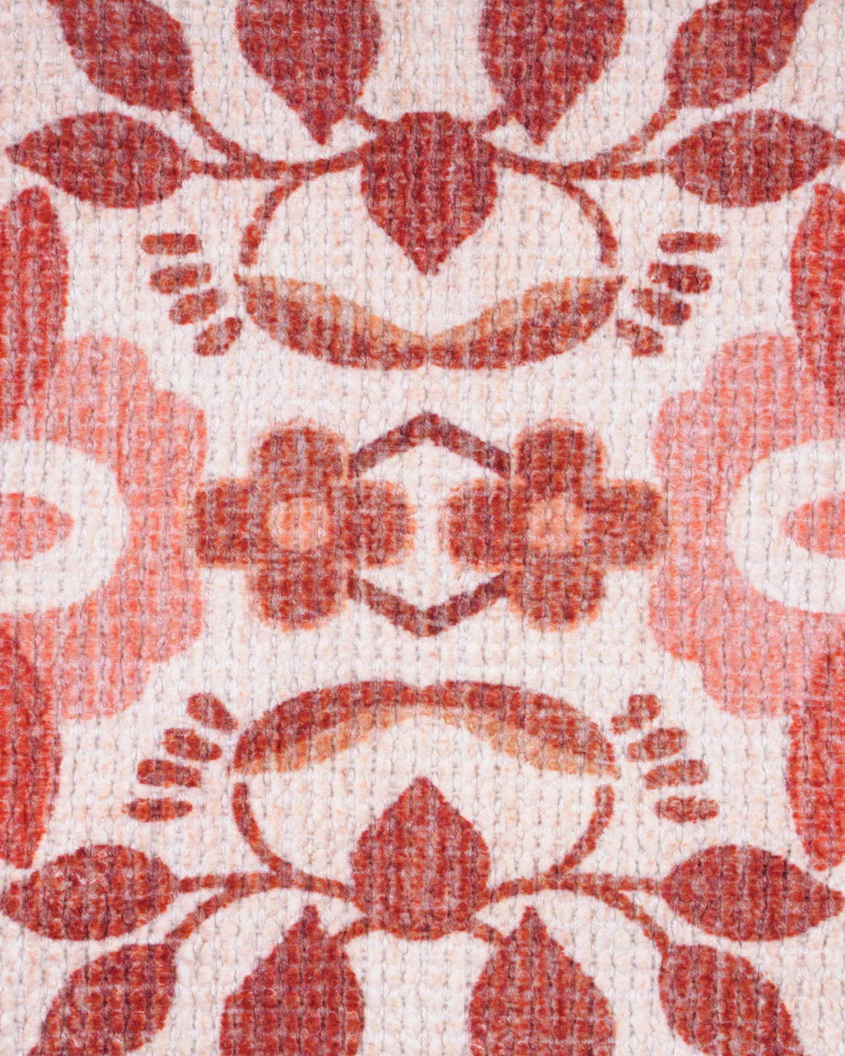 Plush Chenille Rug | Rust & Ivory