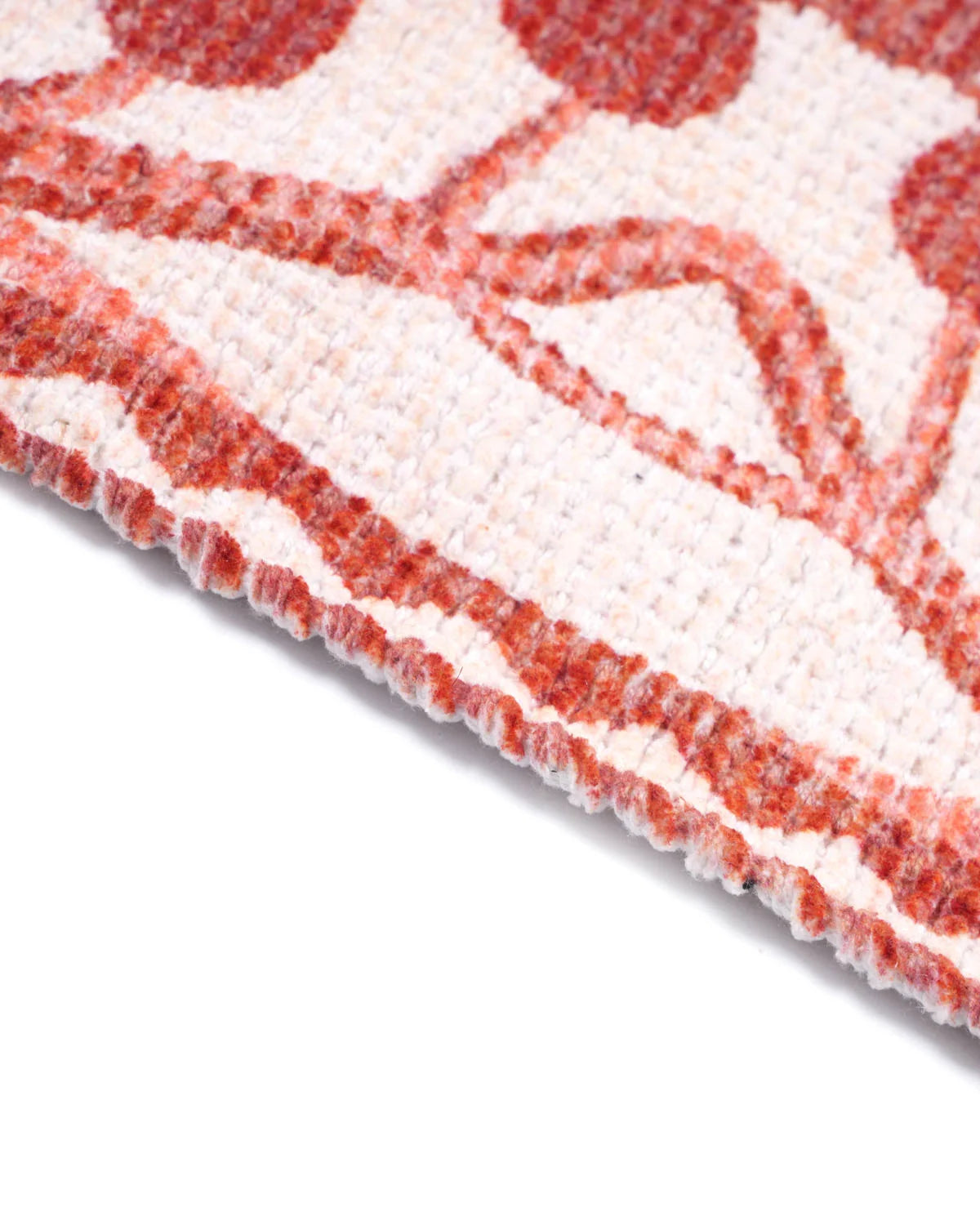 Plush Chenille Rug | Rust & Ivory
