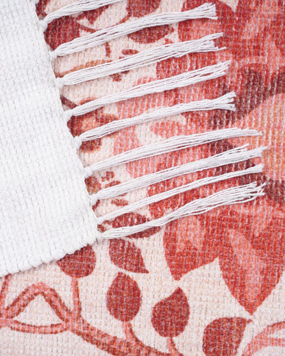 Plush Chenille Rug | Rust & Ivory