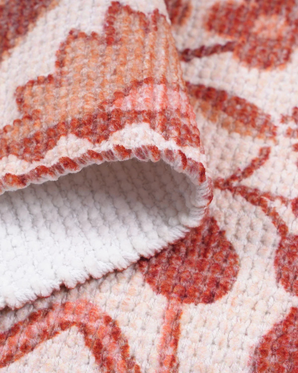 Plush Chenille Rug | Rust & Ivory