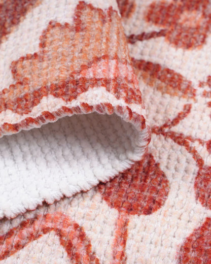 Plush Chenille Rug | Rust & Ivory