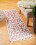 Plush Chenille Floral Pink and Ivory Runner