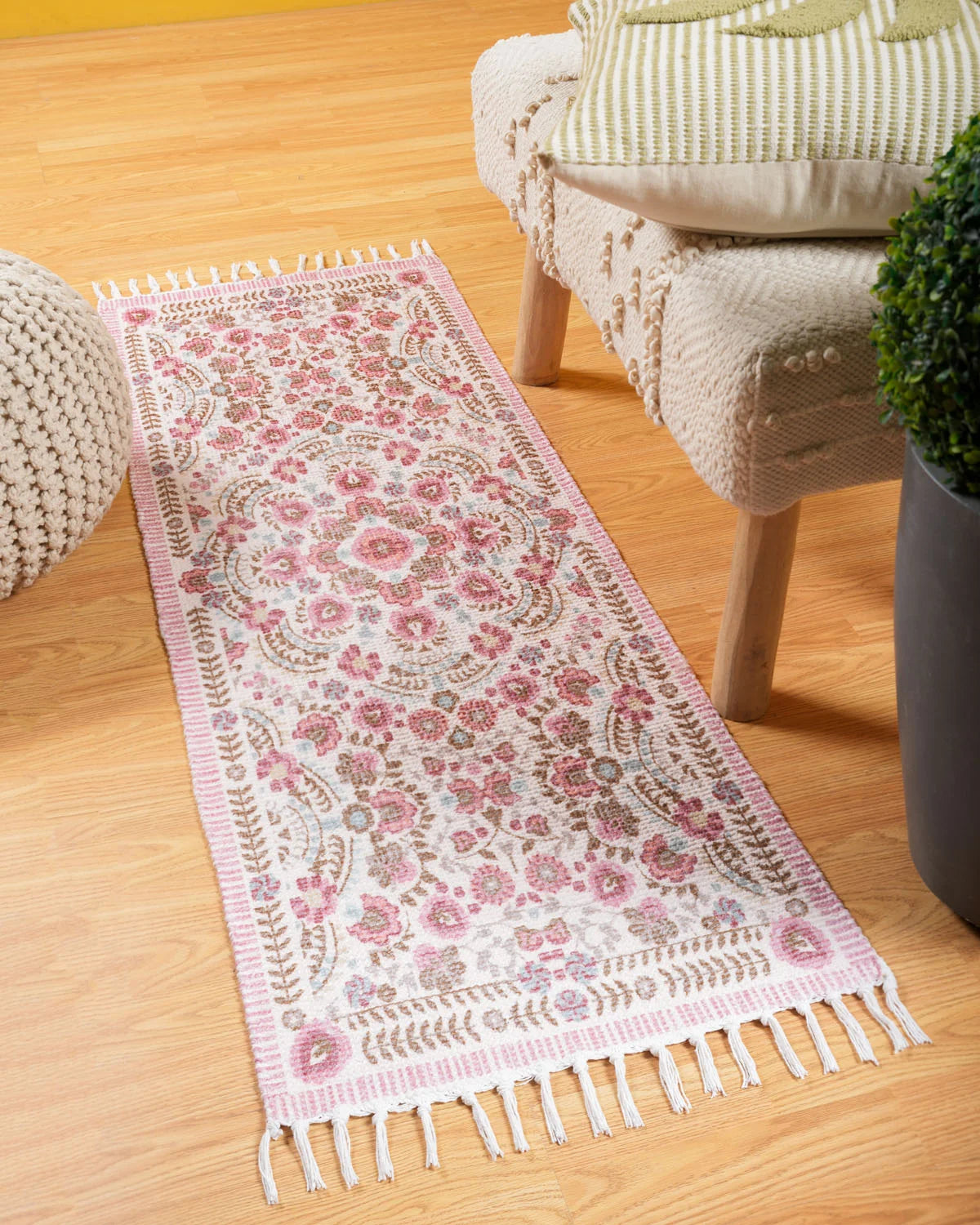 Plush Chenille Rug | Pink & Ivory
