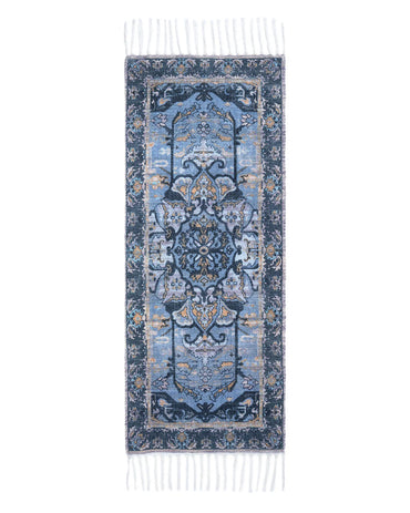Plush Chenille Vintage Medallion Blue Runner