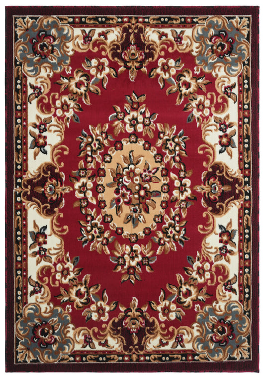 Crown Red Floral Medallion Carpet