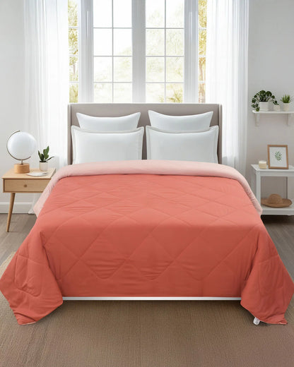 Amelia Reversible Comforter & AC Quilt |  Peach  | Diamond Design