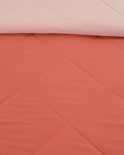Amelia Reversible Comforter & AC Quilt |  Peach  | Diamond Design