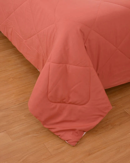 Amelia Reversible Comforter & AC Quilt |  Peach  | Diamond Design