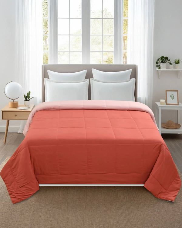 Amelia Reversible Comforter & AC Quilt | Peach | Box Design