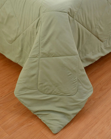 Amelia Reversible Comforter & AC Quilt | Olive Green | Diamond Design