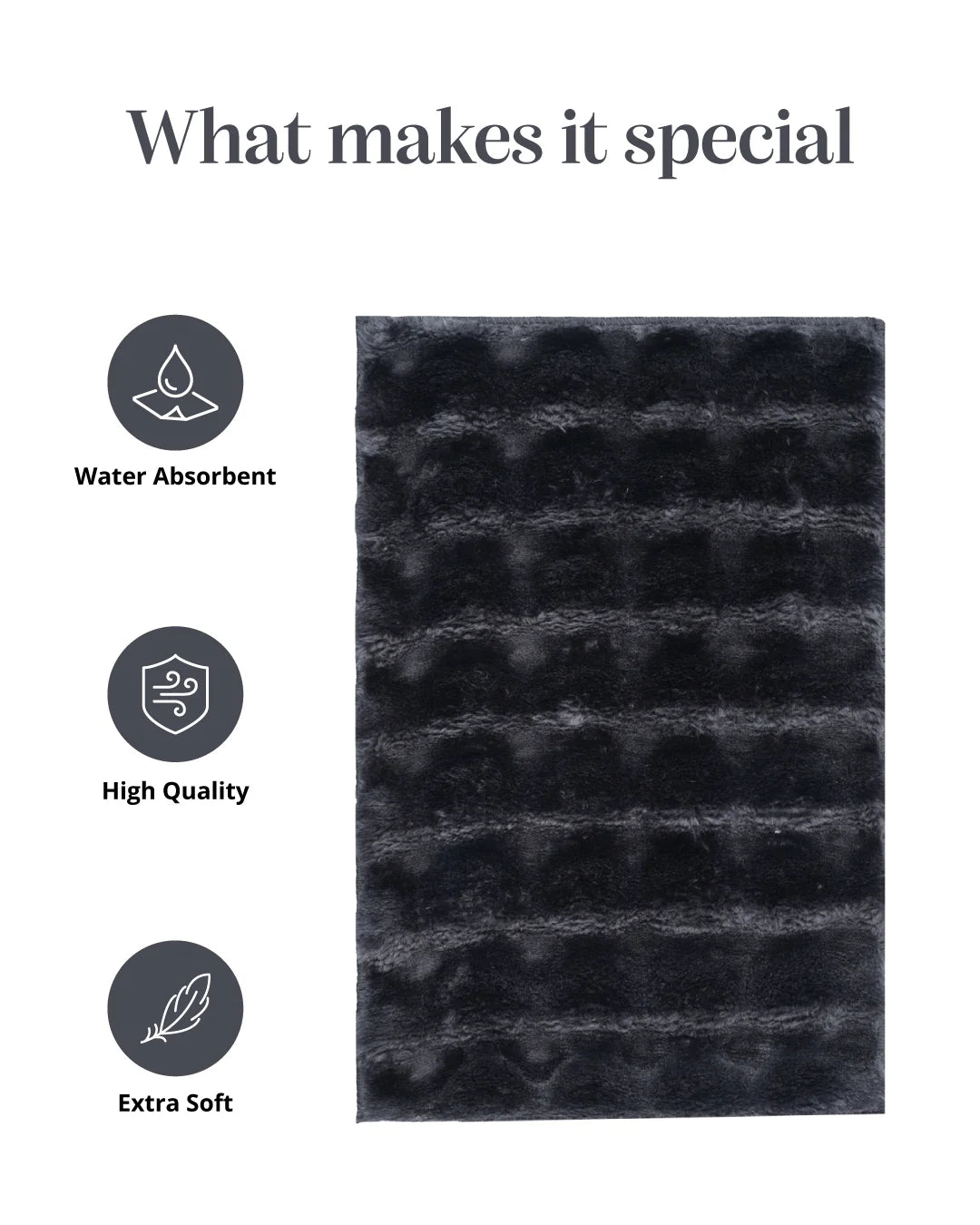 40x60 Cm | Set Of 2 Pcs | Cocoon Bathmat | Dark Grey