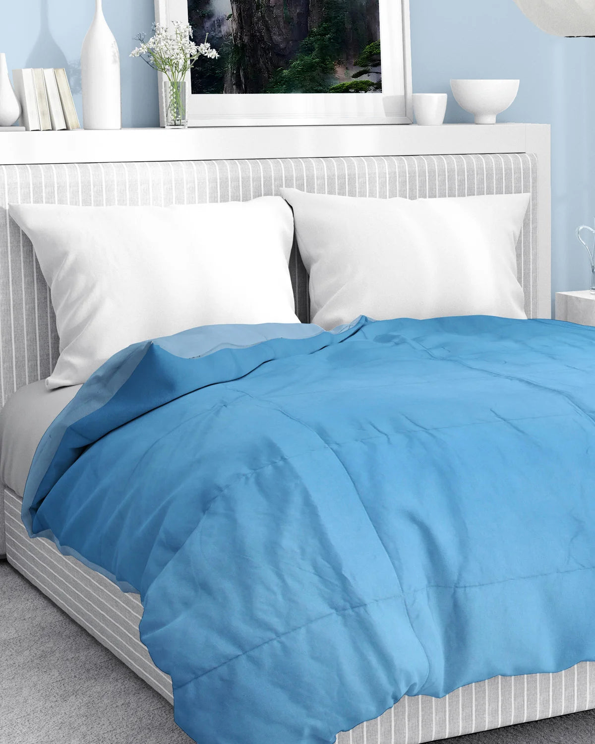 Amelia Reversible Comforter & AC Quilt |  Denim & Sky | Box Design