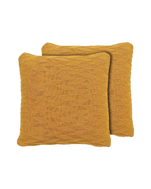 16X16 Inch Shae-Yellow Reversible Cushion Covers | Set of 2