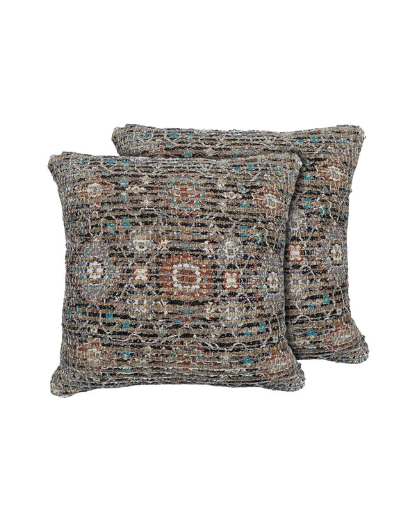 Chenille Jute Printed Cushion Covers (set-of-two)