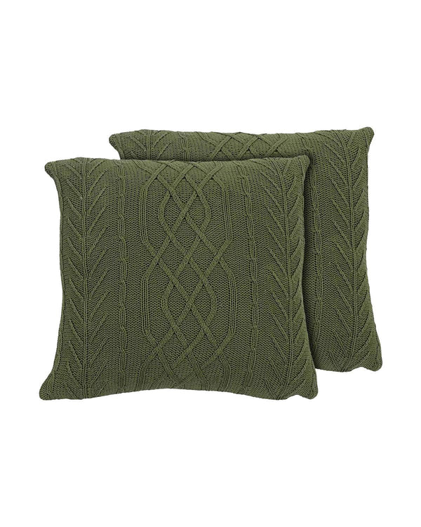 16X16 Inch Cable Knitted Reversible Cushion Covers  | Set of 2