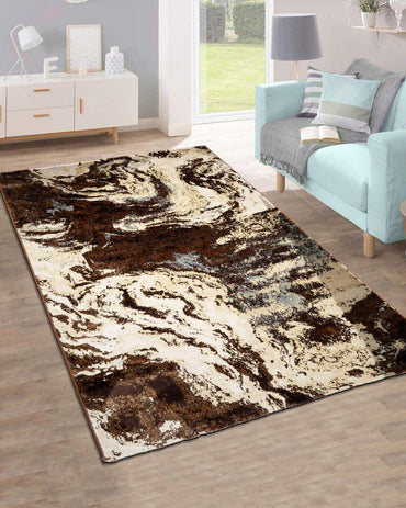 Diamond Abstract Brown Beige Wave Carpet