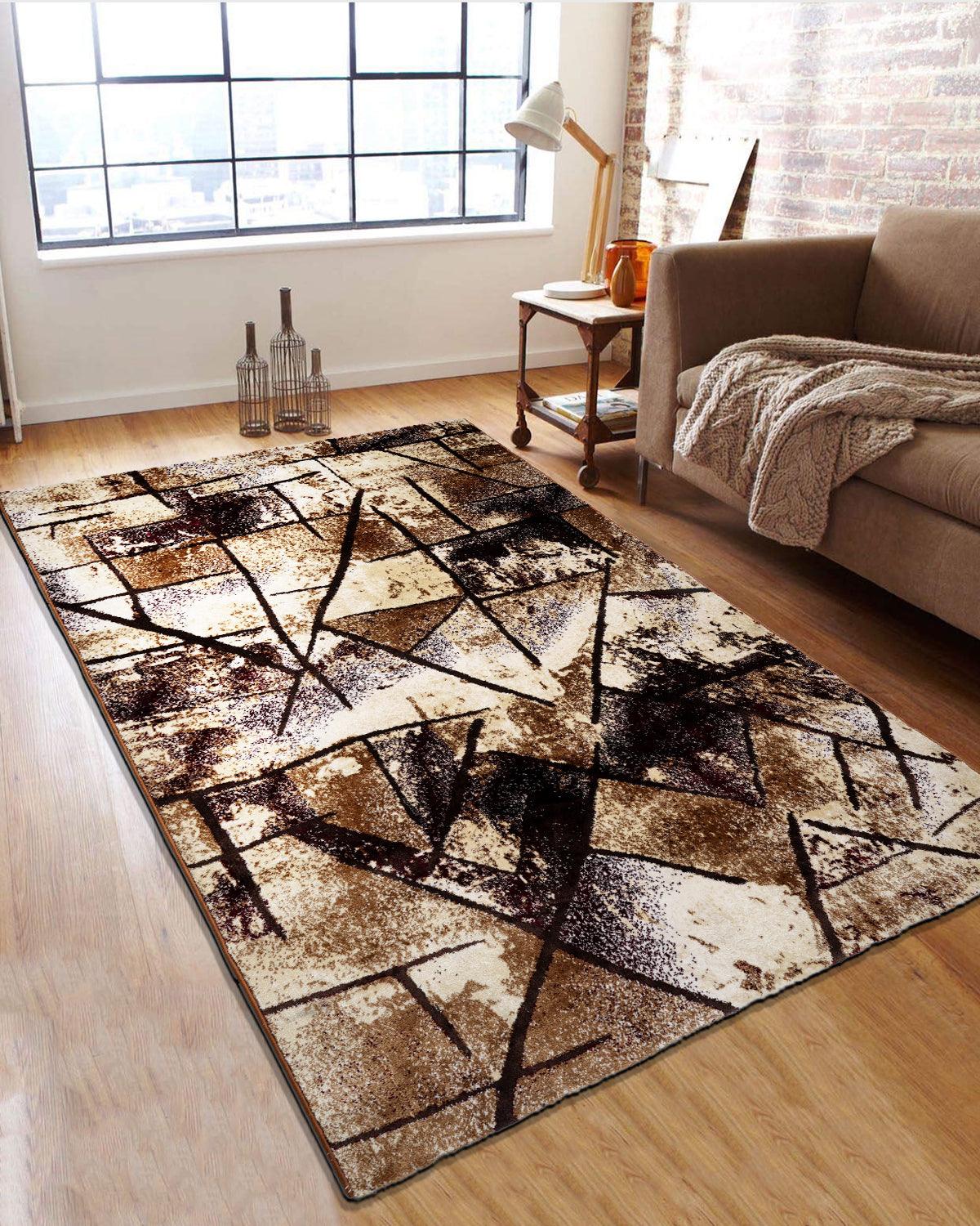 Diamond Carpets | Abstract Brown Beige Cross