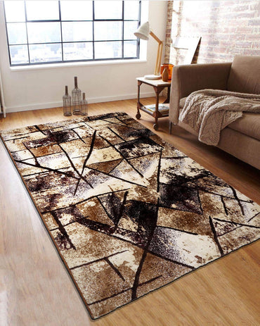 Diamond Abstract Brown Beige Cross Carpet