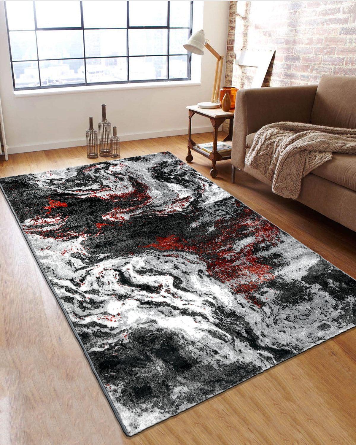 Diamond Carpets | Abstract Red Grey