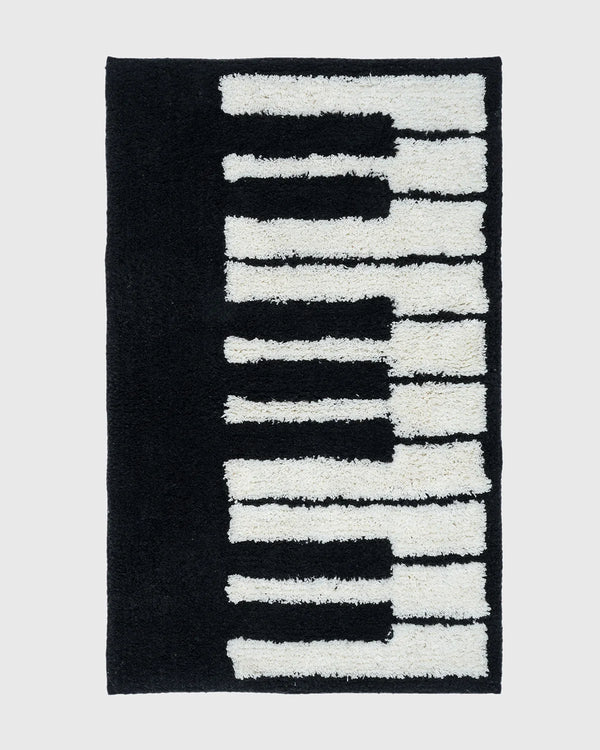Grhamoy ChicoBath Mat with Machine Tufted Black and White Piano