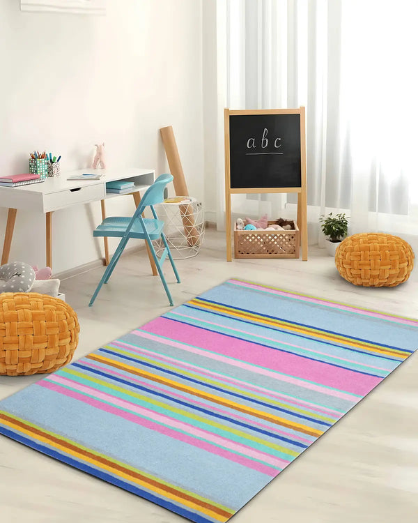 Grhamoy Chico Kids Carpet with Hand Tufted Multi colored stripes